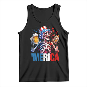 Red White And Blue Skeleton Party Tank Top American Freedom Vibes