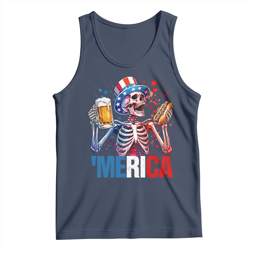 Red White And Blue Skeleton Party Tank Top American Freedom Vibes