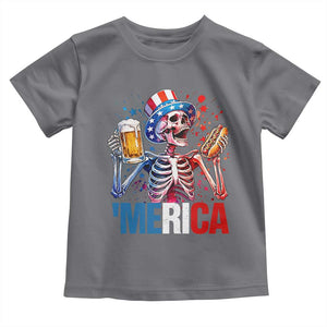 Red White And Blue Skeleton Party Toddler T Shirt American Freedom Vibes