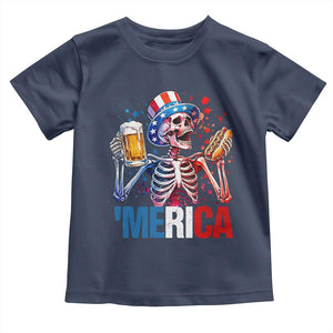 Red White And Blue Skeleton Party Toddler T Shirt American Freedom Vibes