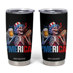 Red White And Blue Skeleton Party Tumbler Cup American Freedom Vibes