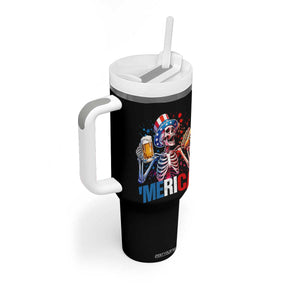 Red White And Blue Skeleton Party Tumbler With Handle American Freedom Vibes