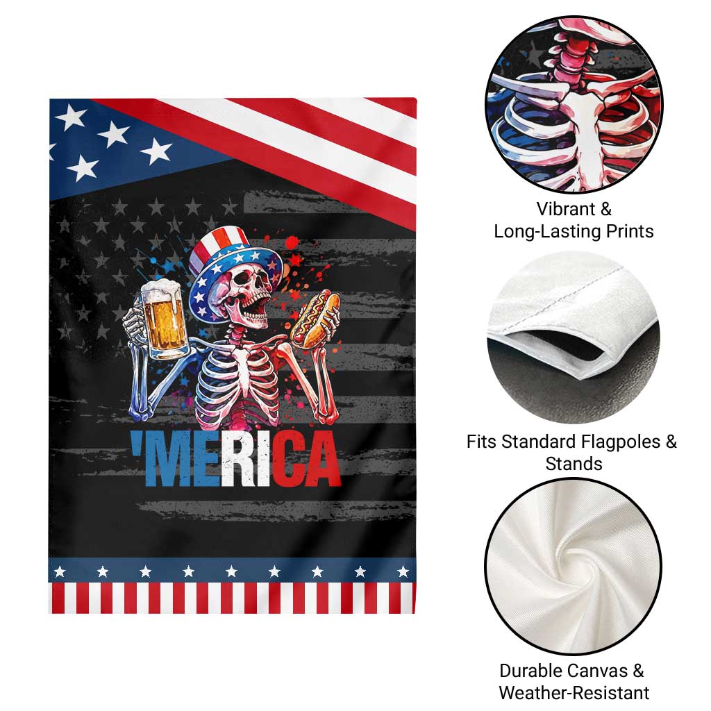 Red White And Blue Skeleton Party Patriotic Garden Flag American Freedom Vibes TS12 Print Your Wear