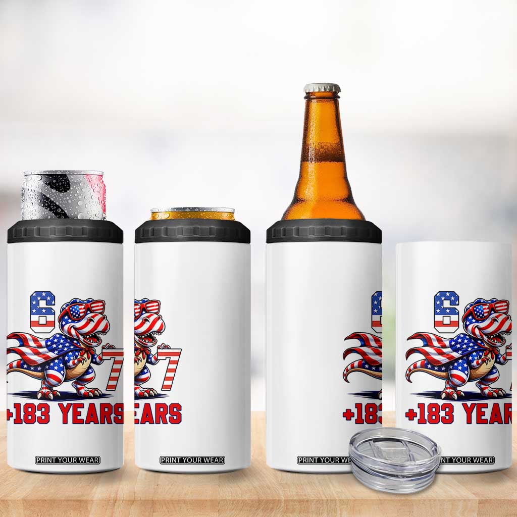 Funny 67 Meme Dinosaur American Pride 4 in 1 Can Cooler Tumbler USA 250th Anniversary