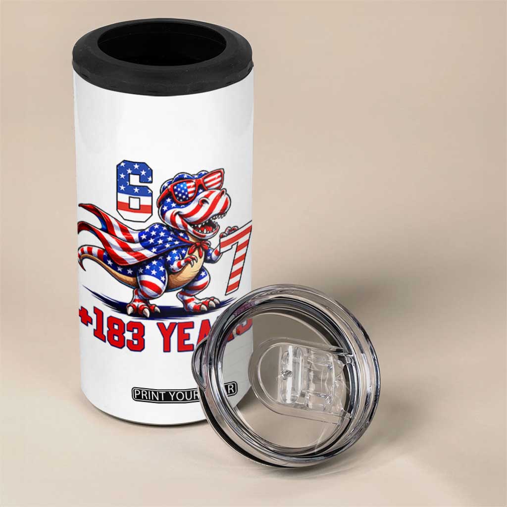 Funny 67 Meme Dinosaur American Pride 4 in 1 Can Cooler Tumbler USA 250th Anniversary