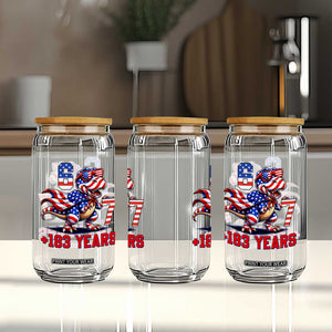 Funny 67 Meme Dinosaur American Pride Glass Can USA 250th Anniversary