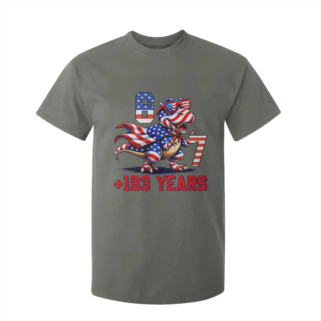 Funny 67 Meme Dinosaur American Pride T Shirt For Kid USA 250th Anniversary TS12 Military Green Print Your Wear