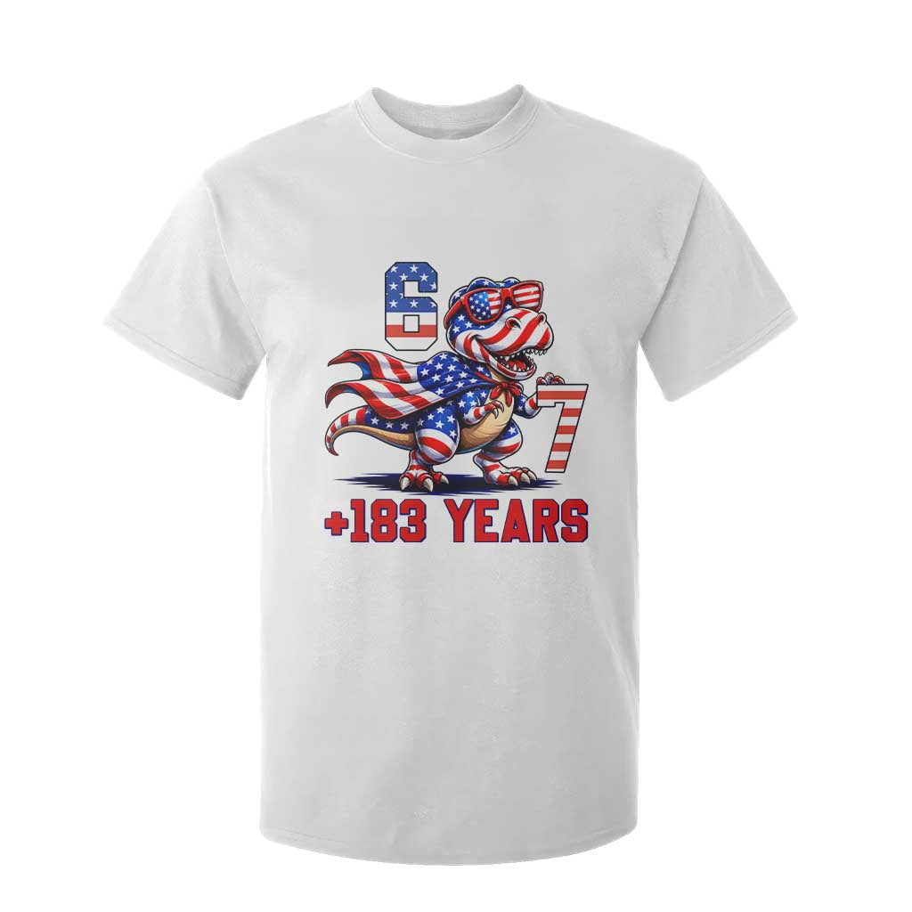 Funny 67 Meme Dinosaur American Pride T Shirt For Kid USA 250th Anniversary TS12 White Print Your Wear