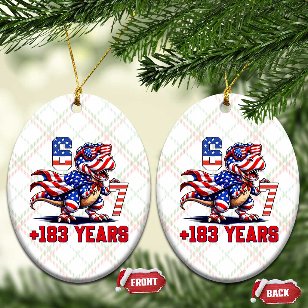 Funny 67 Meme Dinosaur American Pride Ceramic Ornament USA 250th Anniversary