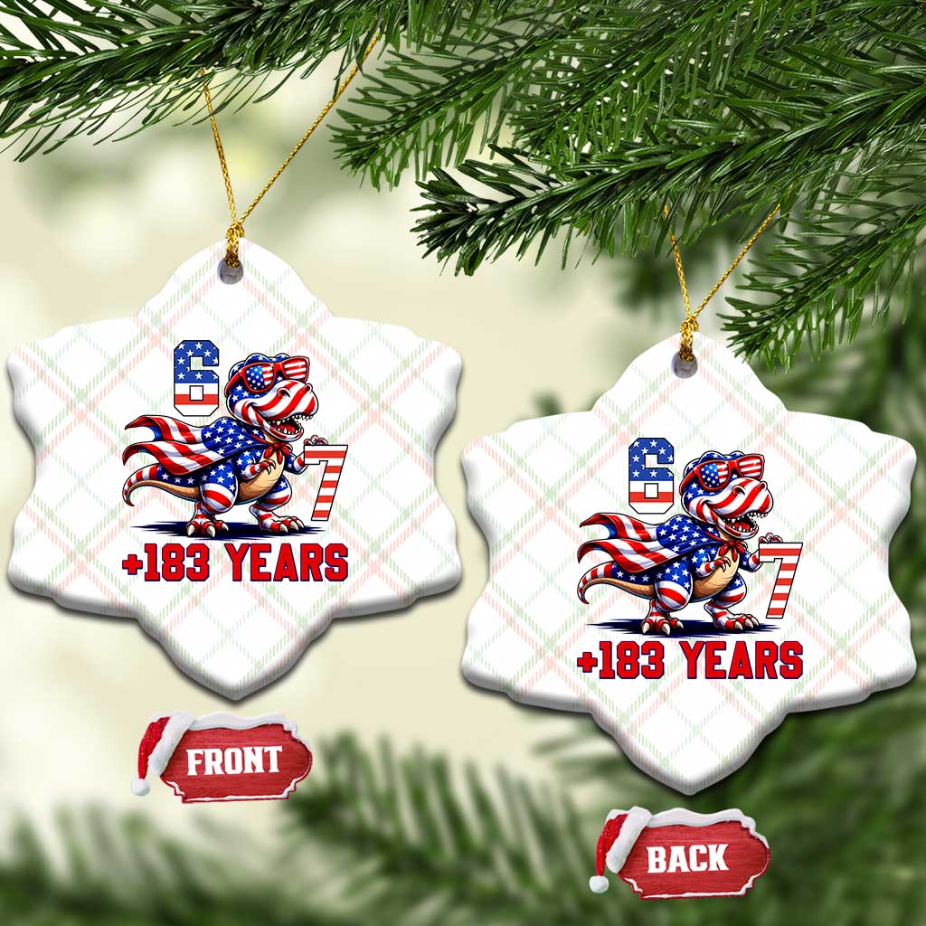 Funny 67 Meme Dinosaur American Pride Ceramic Ornament USA 250th Anniversary