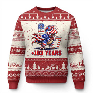 Funny 67 Meme Dinosaur American Pride Ugly Christmas Sweater USA 250th Anniversary TS12 Beige Red Print Your Wear
