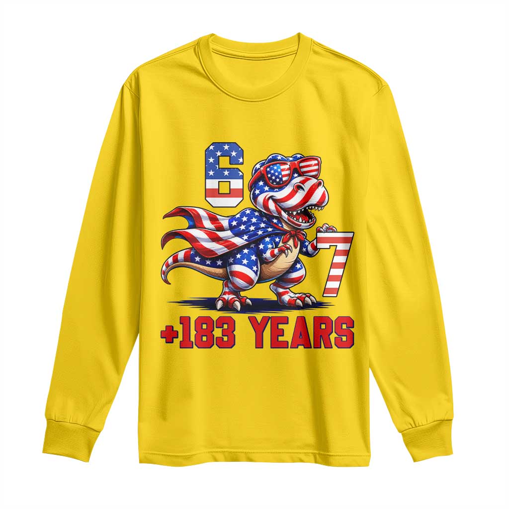 Funny 67 Meme Dinosaur American Pride Long Sleeve Shirt USA 250th Anniversary