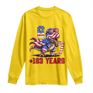 Funny 67 Meme Dinosaur American Pride Long Sleeve Shirt USA 250th Anniversary