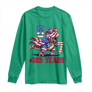 Funny 67 Meme Dinosaur American Pride Long Sleeve Shirt USA 250th Anniversary