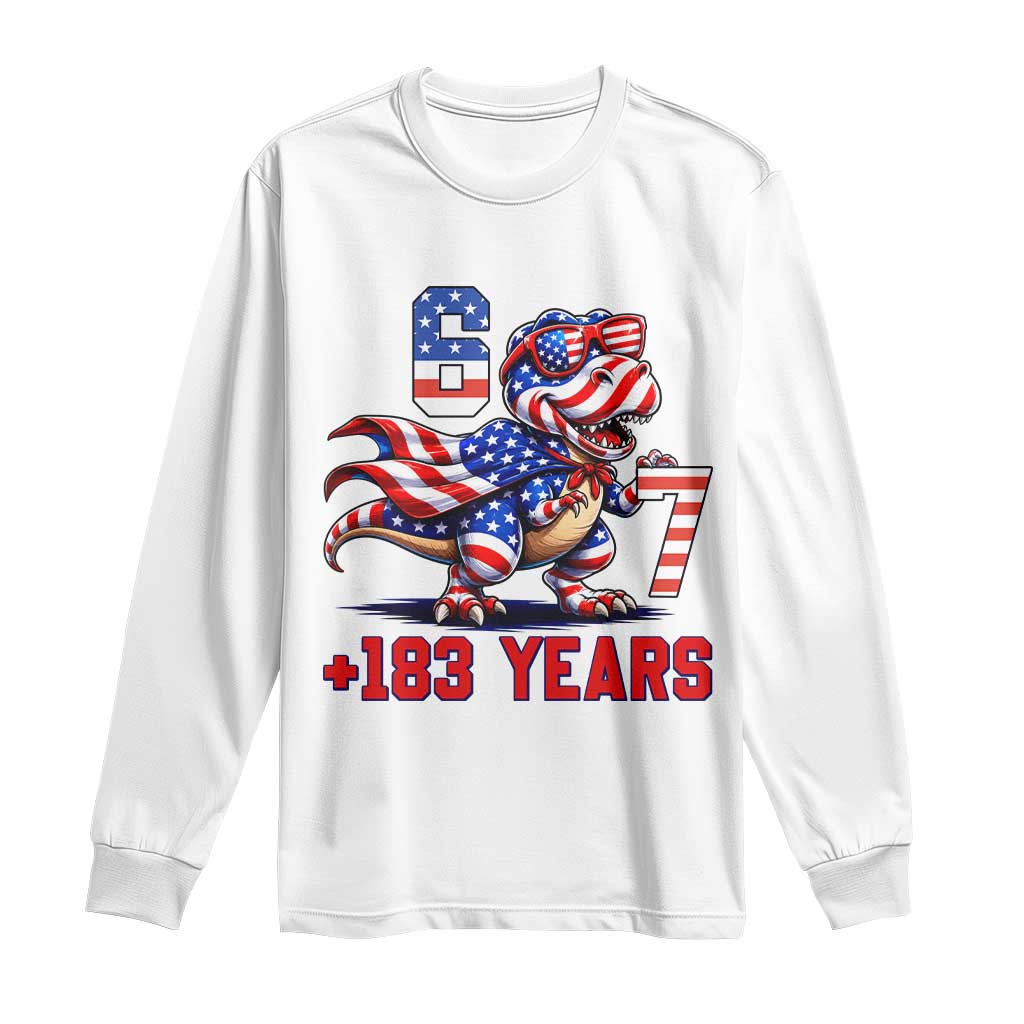 Funny 67 Meme Dinosaur American Pride Long Sleeve Shirt USA 250th Anniversary TS12 White Print Your Wear