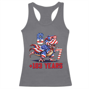 Funny 67 Meme Dinosaur American Pride Racerback Tank Top USA 250th Anniversary