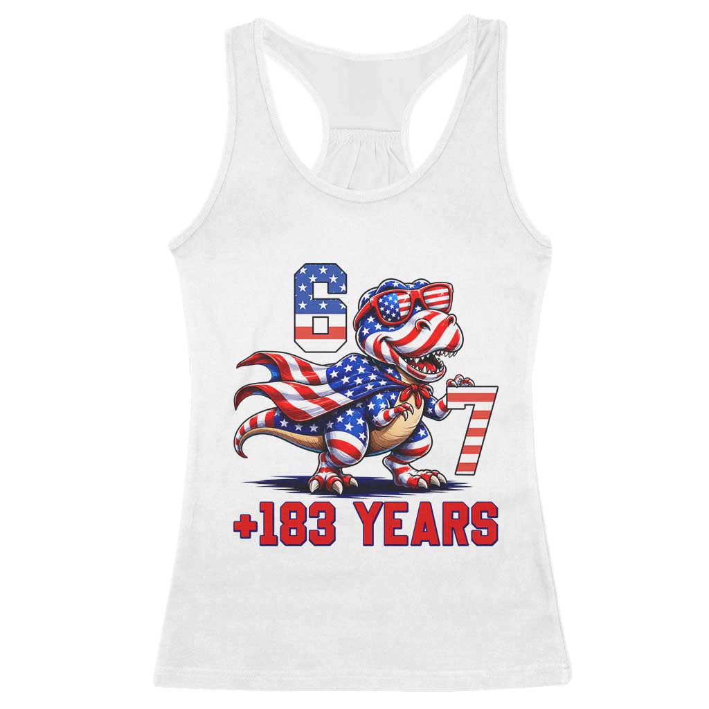 Funny 67 Meme Dinosaur American Pride Racerback Tank Top USA 250th Anniversary TS12 White Print Your Wear