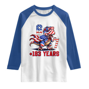 Funny 67 Meme Dinosaur American Pride Raglan Shirt USA 250th Anniversary