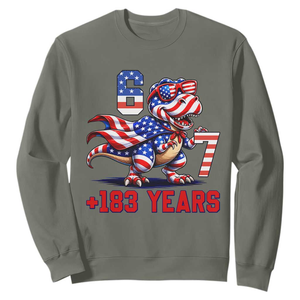 Funny 67 Meme Dinosaur American Pride Sweatshirt USA 250th Anniversary