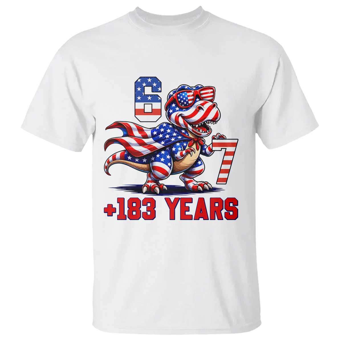 Funny 67 Meme Dinosaur American Pride T Shirt USA 250th Anniversary