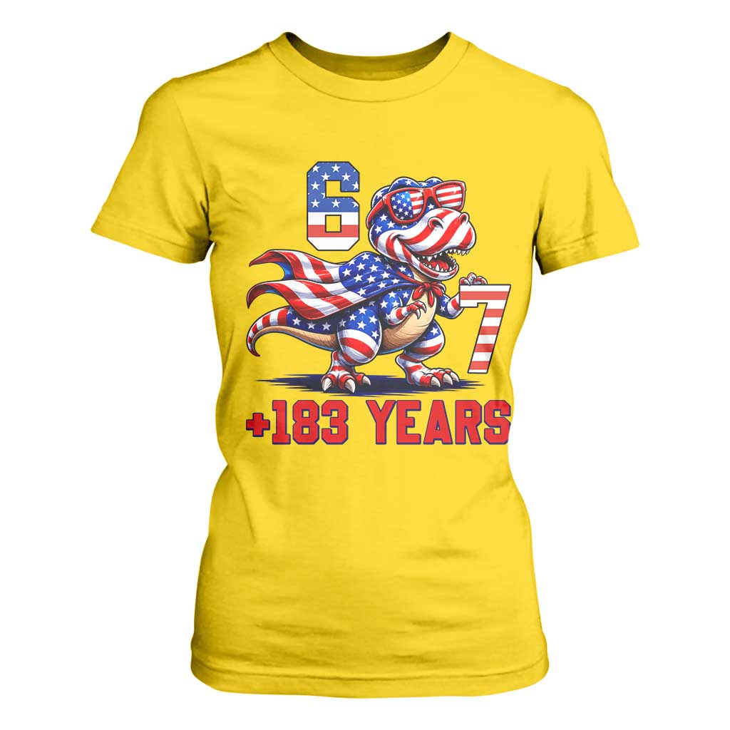 Funny 67 Meme Dinosaur American Pride T Shirt For Women USA 250th Anniversary