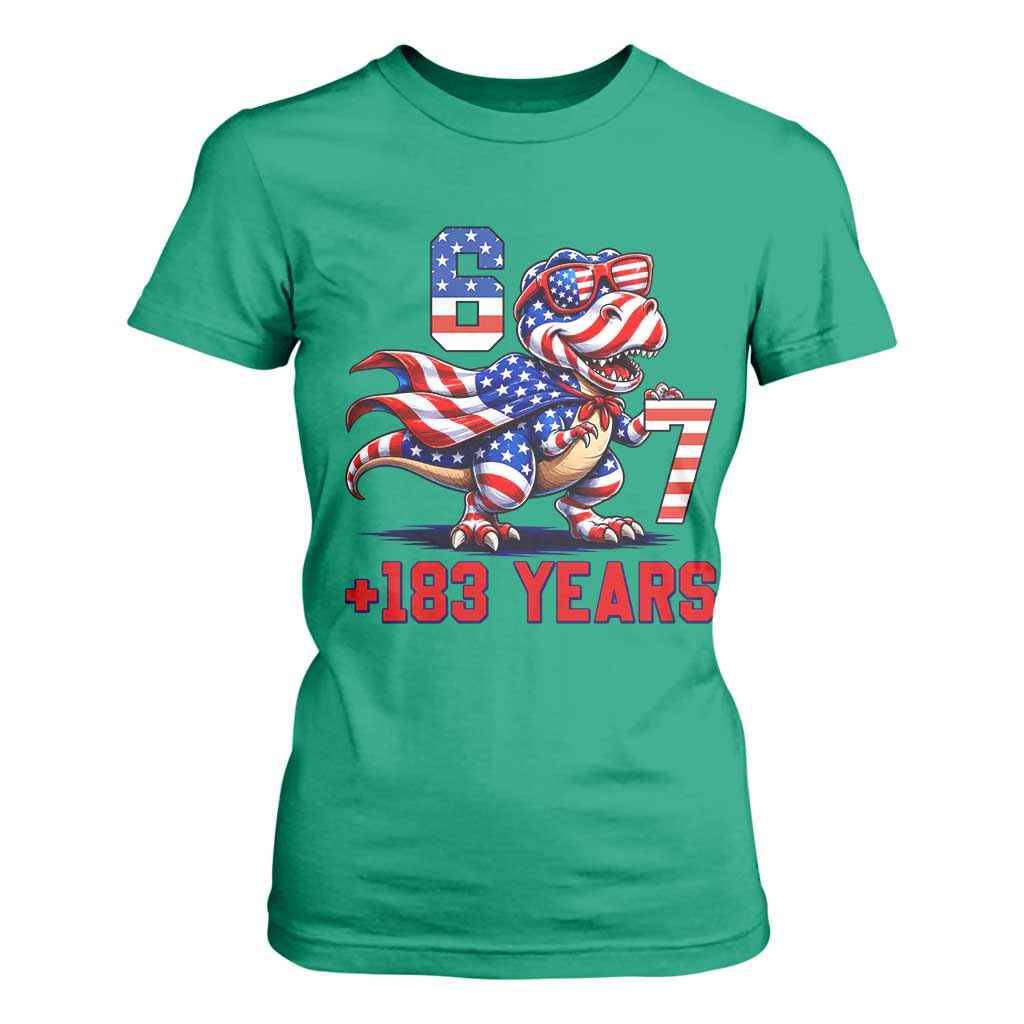 Funny 67 Meme Dinosaur American Pride T Shirt For Women USA 250th Anniversary