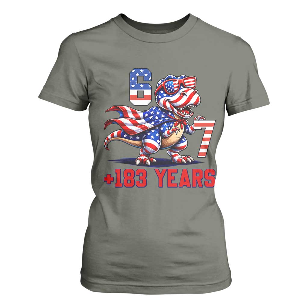 Funny 67 Meme Dinosaur American Pride T Shirt For Women USA 250th Anniversary