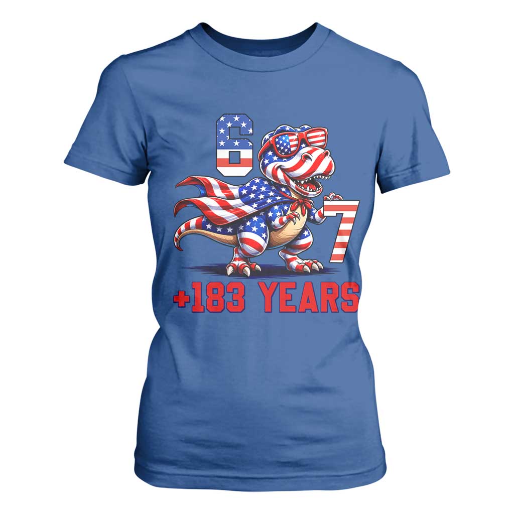 Funny 67 Meme Dinosaur American Pride T Shirt For Women USA 250th Anniversary
