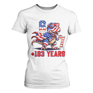 Funny 67 Meme Dinosaur American Pride T Shirt For Women USA 250th Anniversary