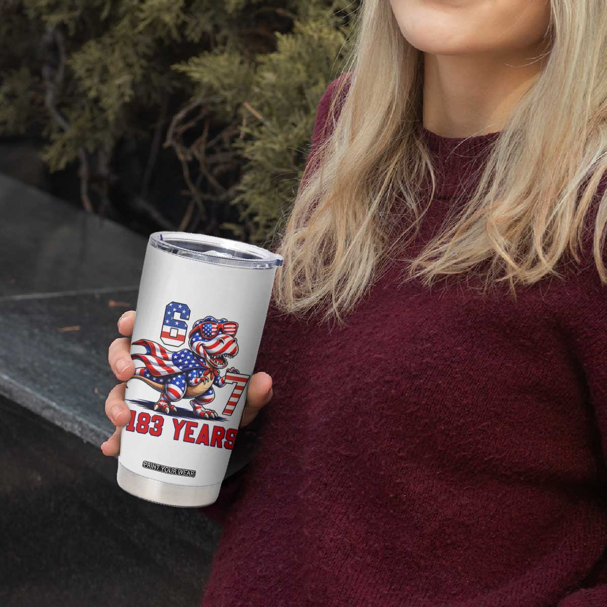 Funny 67 Meme Dinosaur American Pride Tumbler Cup USA 250th Anniversary
