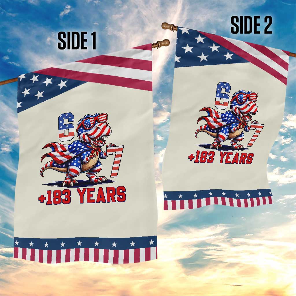Funny 67 Meme Dinosaur American Pride Patriotic Garden Flag USA 250th Anniversary