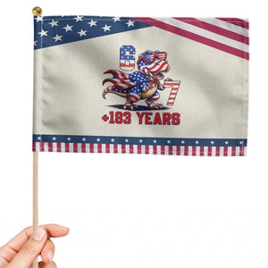 Funny 67 Meme Dinosaur American Pride Patriotic Handheld Flag USA 250th Anniversary