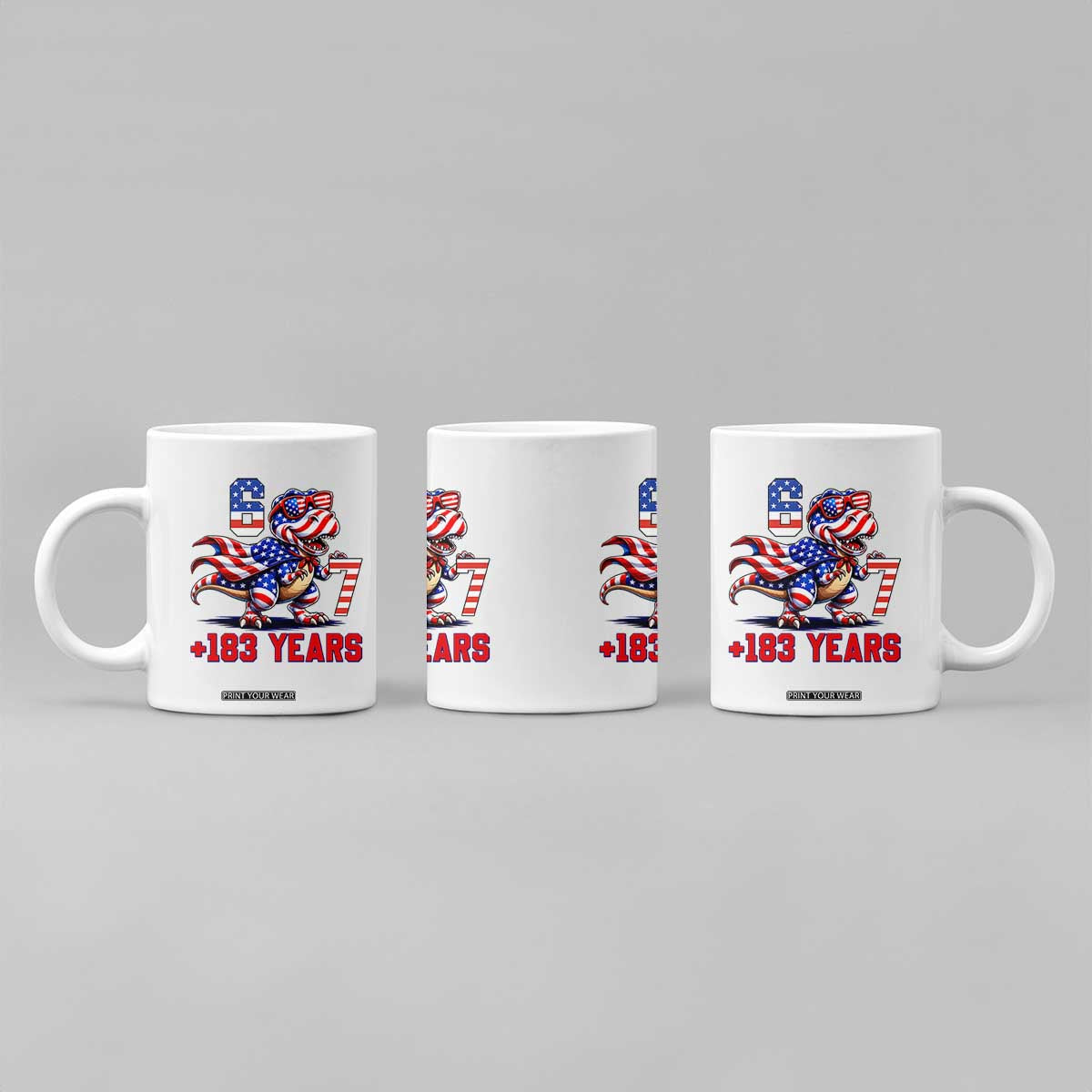 Funny 67 Meme Dinosaur American Pride Coffee Mug USA 250th Anniversary