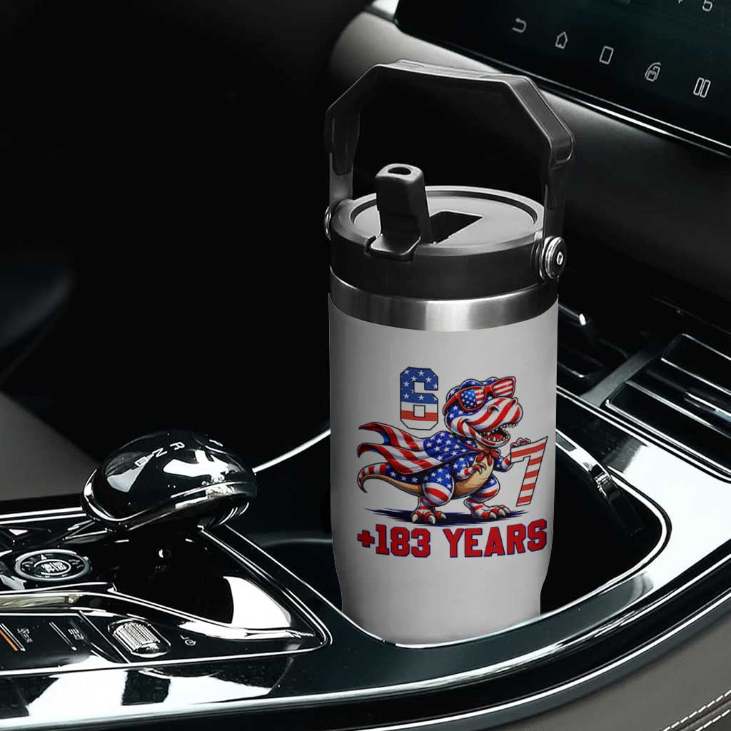 Funny 67 Meme Dinosaur American Pride Flip Straw Tumbler USA 250th Anniversary