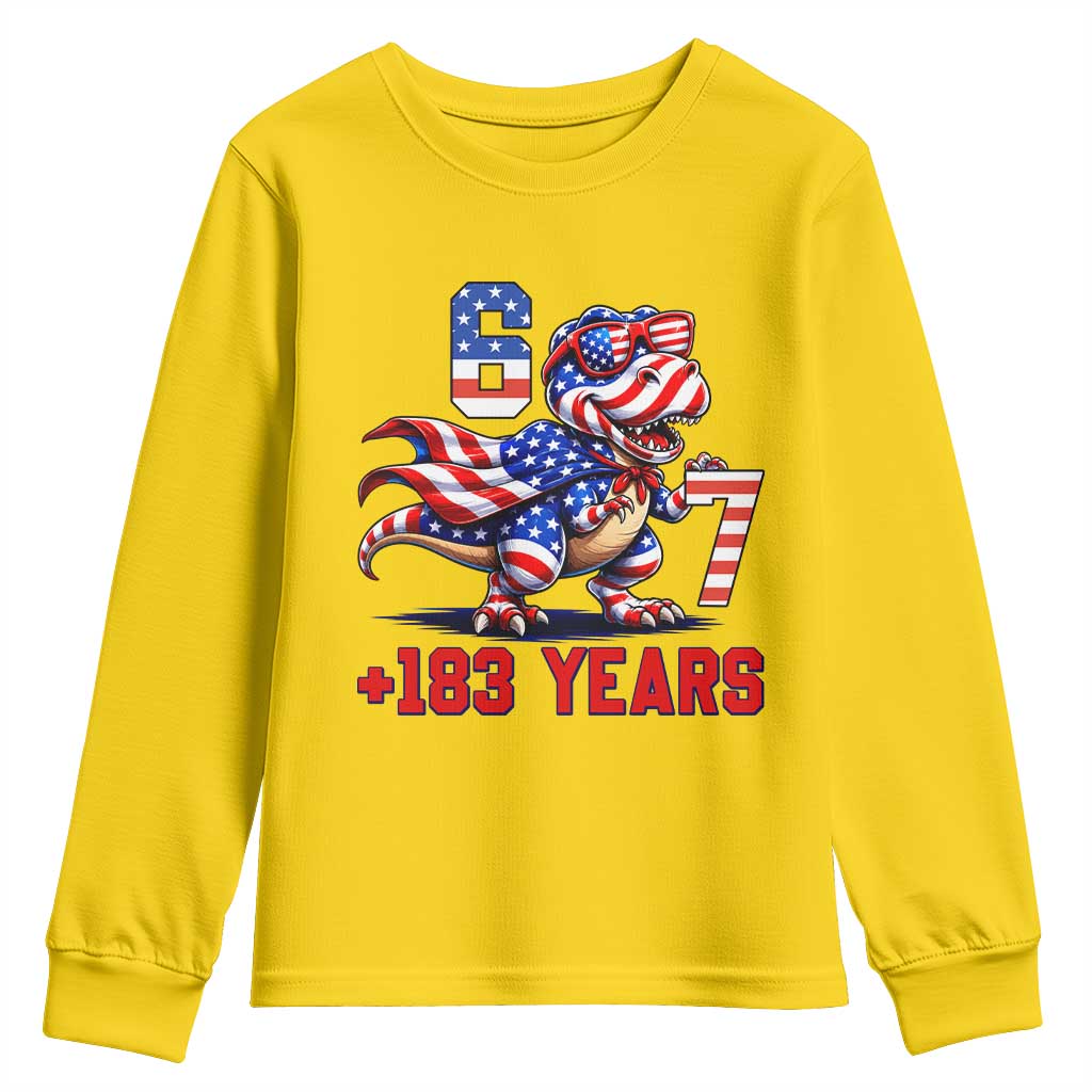 Funny 67 Meme Dinosaur American Pride Youth Sweatshirt USA 250th Anniversary