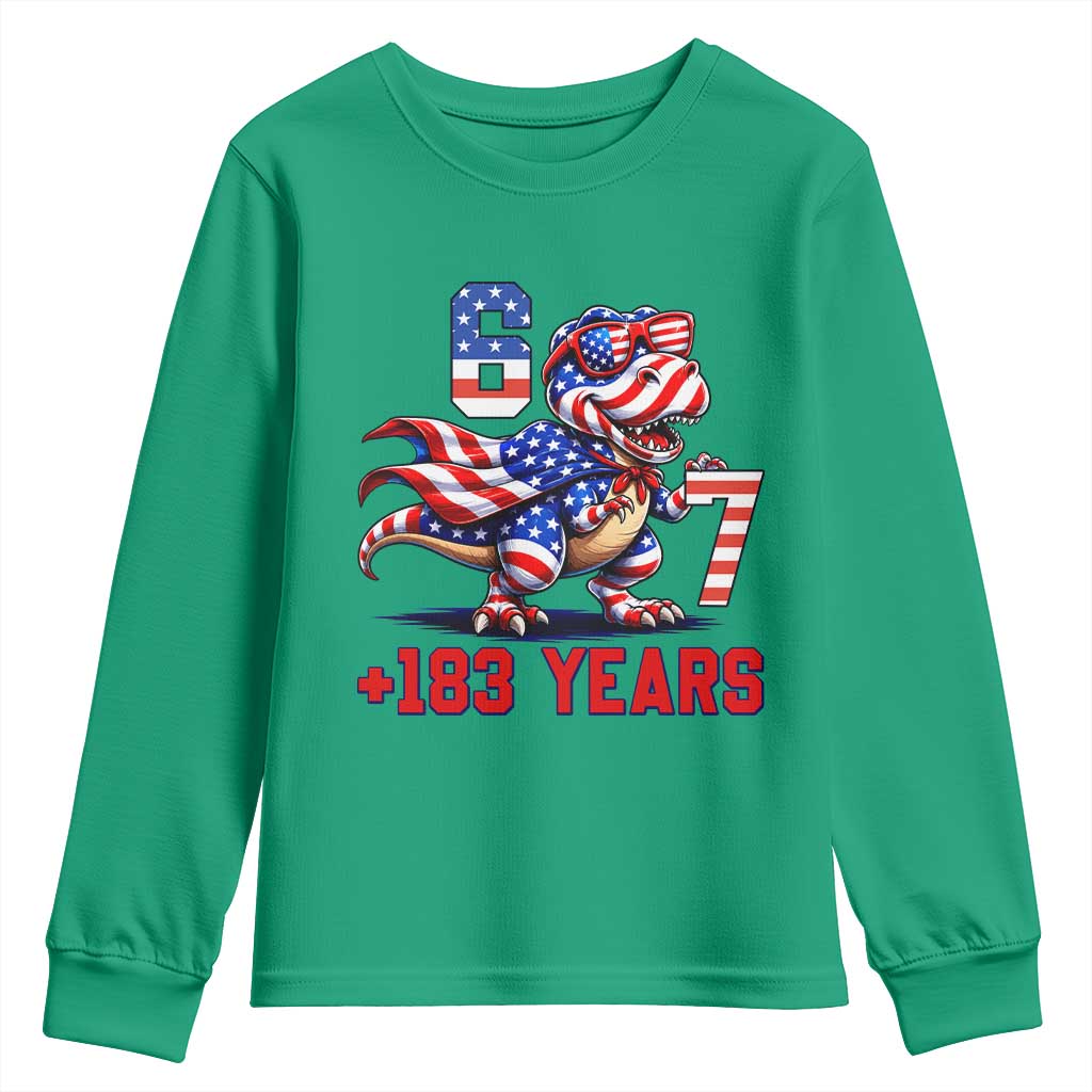 Funny 67 Meme Dinosaur American Pride Youth Sweatshirt USA 250th Anniversary