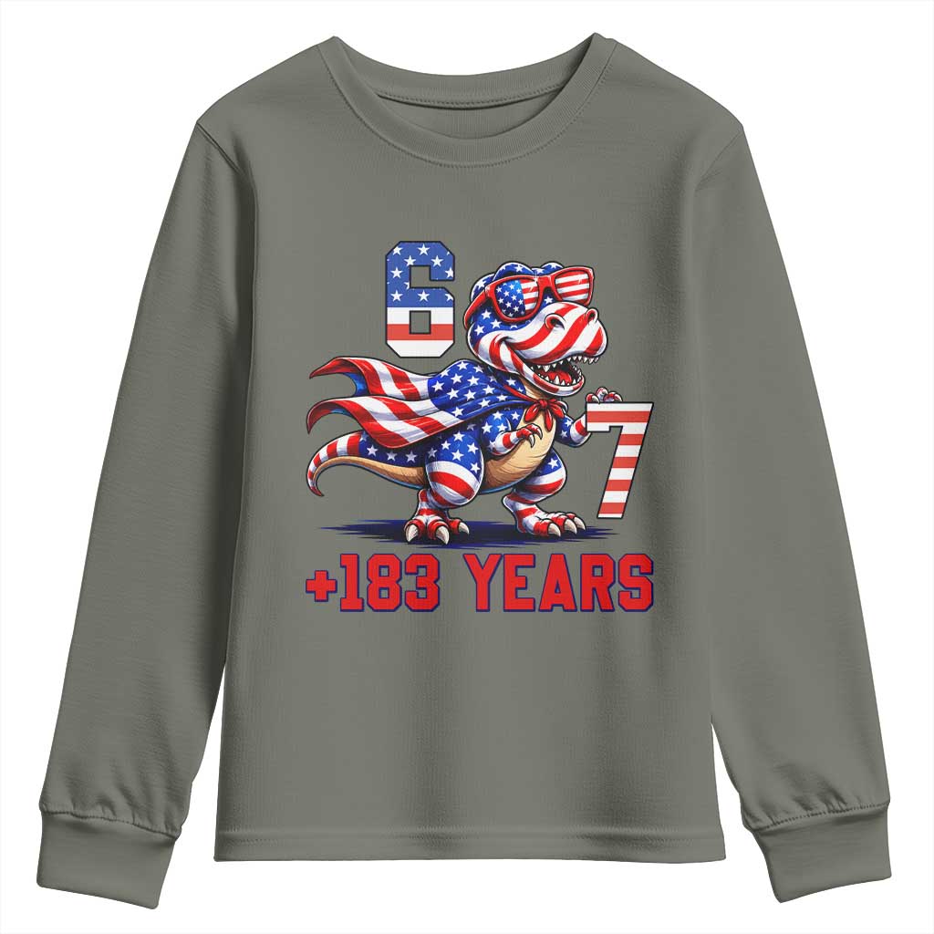 Funny 67 Meme Dinosaur American Pride Youth Sweatshirt USA 250th Anniversary