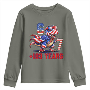 Funny 67 Meme Dinosaur American Pride Youth Sweatshirt USA 250th Anniversary