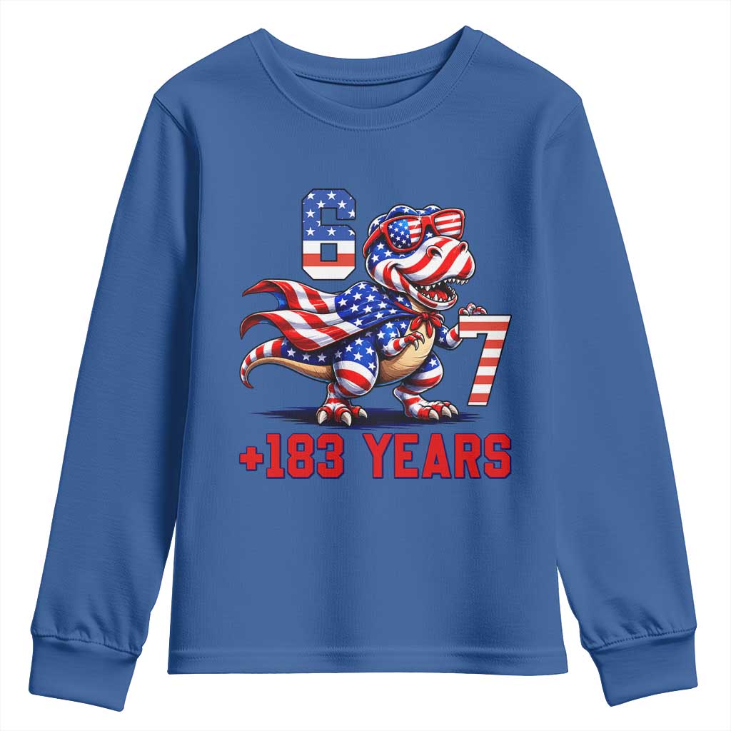 Funny 67 Meme Dinosaur American Pride Youth Sweatshirt USA 250th Anniversary