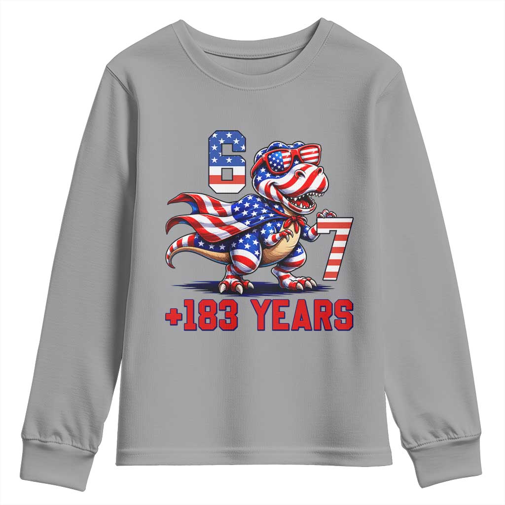 Funny 67 Meme Dinosaur American Pride Youth Sweatshirt USA 250th Anniversary
