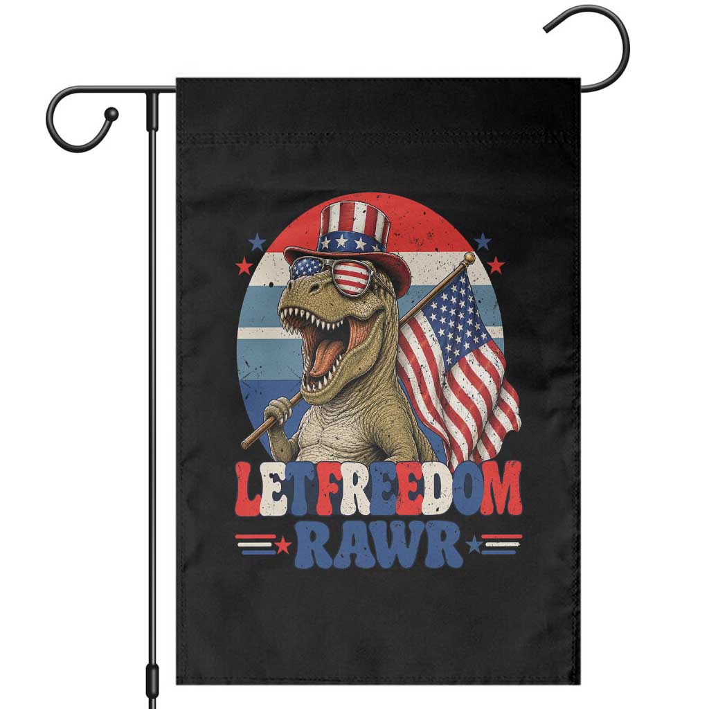 Red White Blue Dinosaur Pride Garden Flag Let Freedom Rawr TS12 Black Print Your Wear
