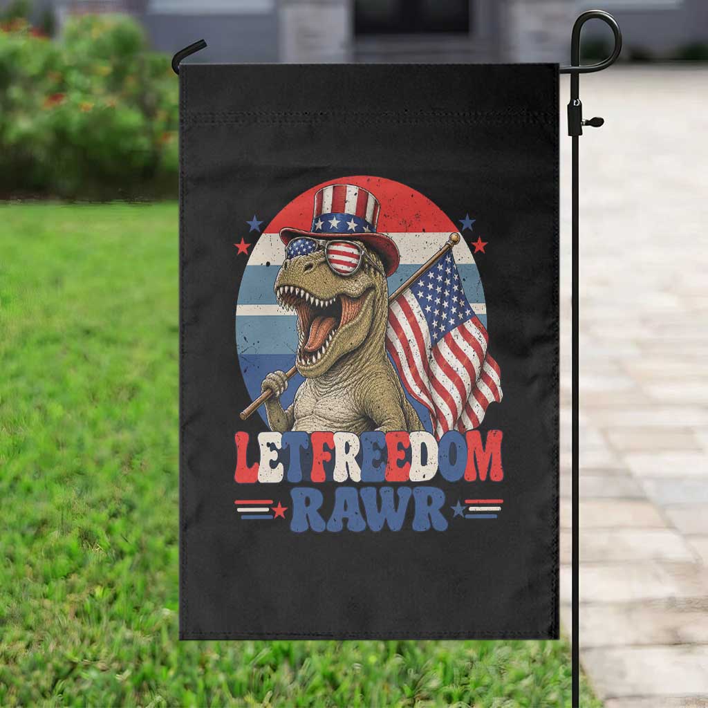 Red White Blue Dinosaur Pride Garden Flag Let Freedom Rawr TS12 Print Your Wear