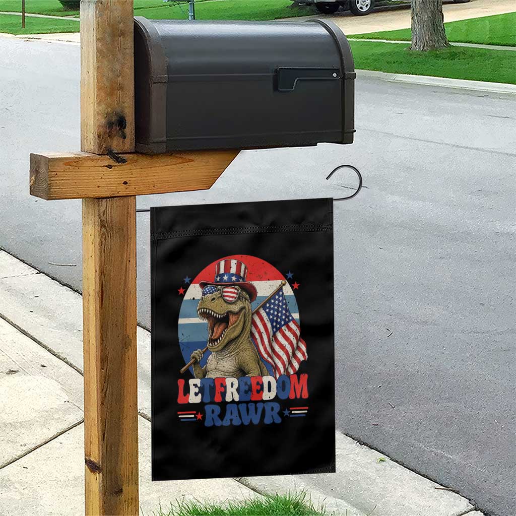 Red White Blue Dinosaur Pride Garden Flag Let Freedom Rawr TS12 Print Your Wear