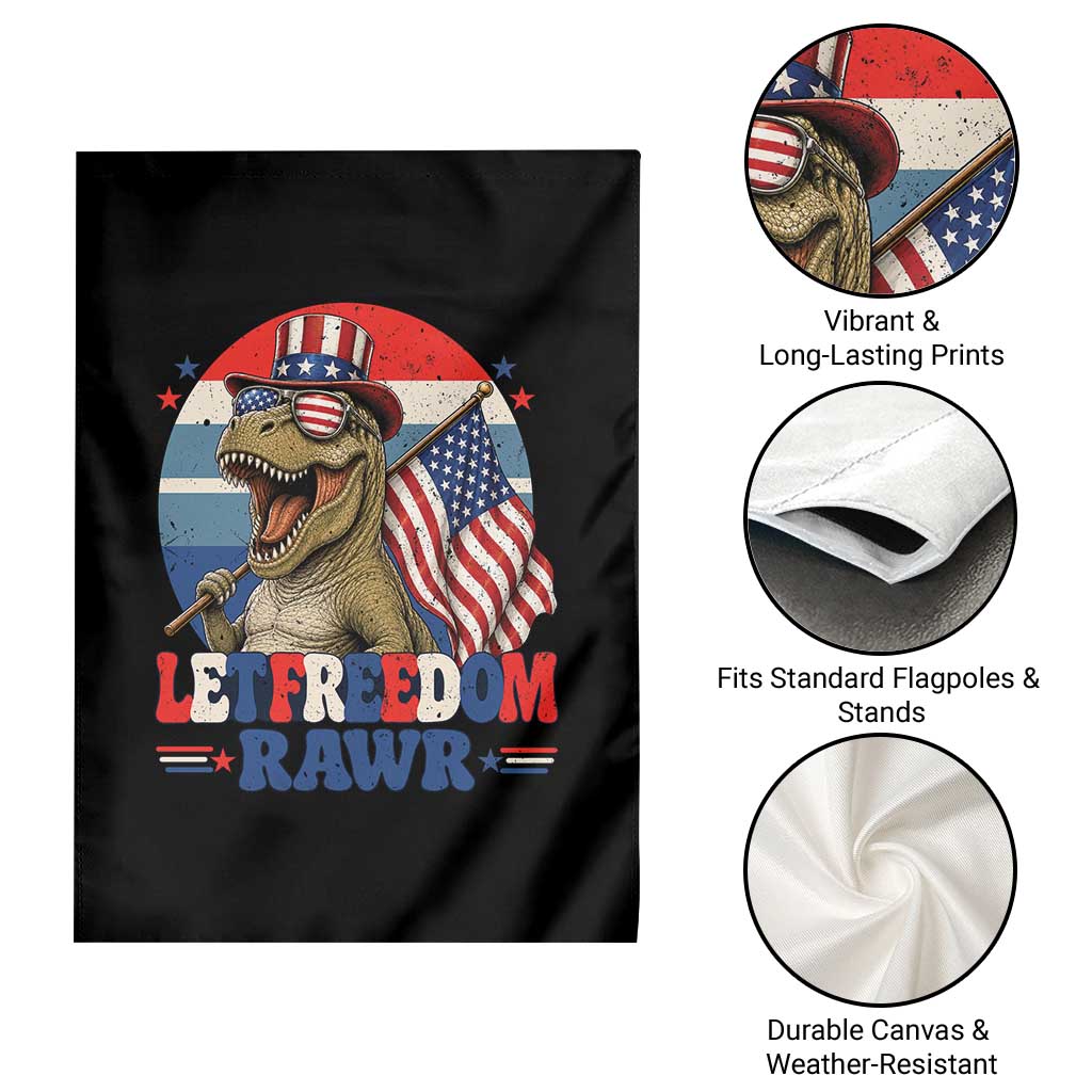Red White Blue Dinosaur Pride Garden Flag Let Freedom Rawr TS12 Print Your Wear