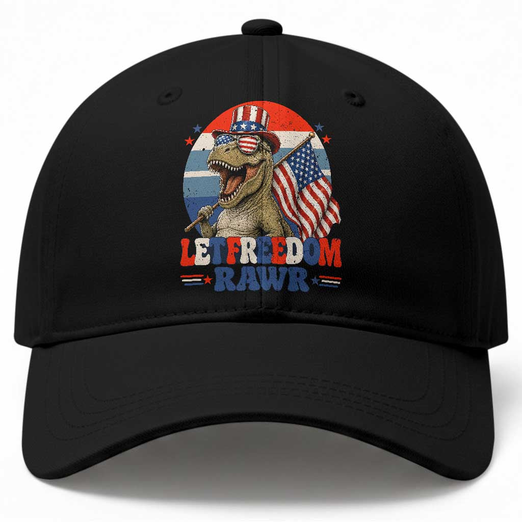 Red White Blue Dinosaur Pride Baseball Cap Let Freedom Rawr