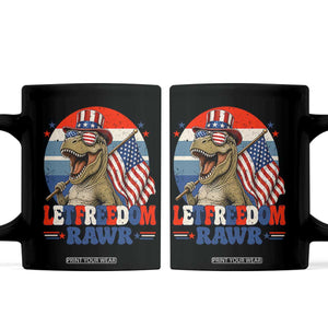 Red White Blue Dinosaur Pride Coffee Mug Let Freedom Rawr