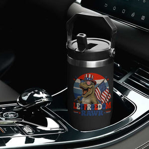 Red White Blue Dinosaur Pride Flip Straw Tumbler Let Freedom Rawr