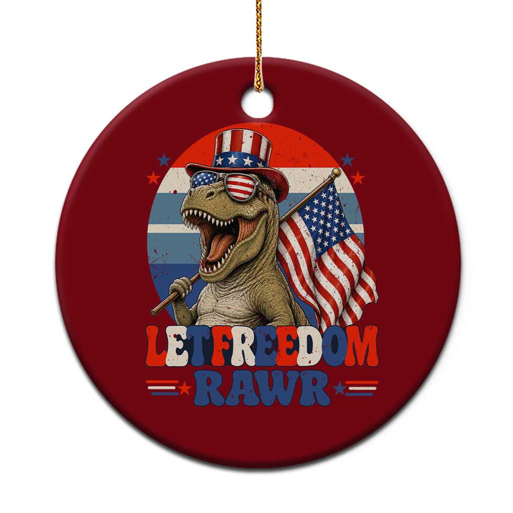 Red White Blue Dinosaur Pride Ceramic Ornament Let Freedom Rawr TS12 1pc Red Print Your Wear