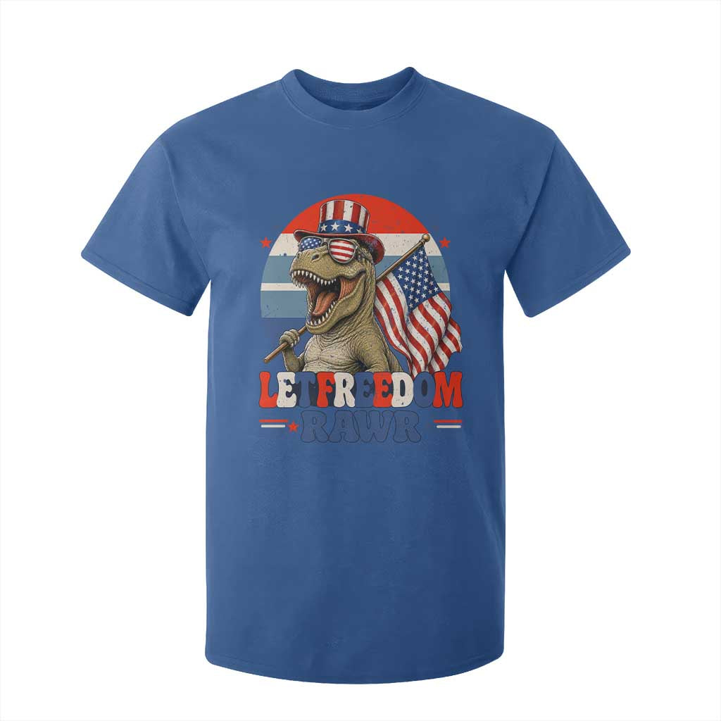 Red White Blue Dinosaur Pride T Shirt For Kid Let Freedom Rawr