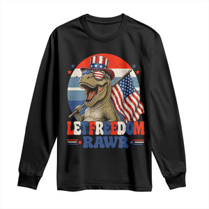 Red White Blue Dinosaur Pride Long Sleeve Shirt Let Freedom Rawr